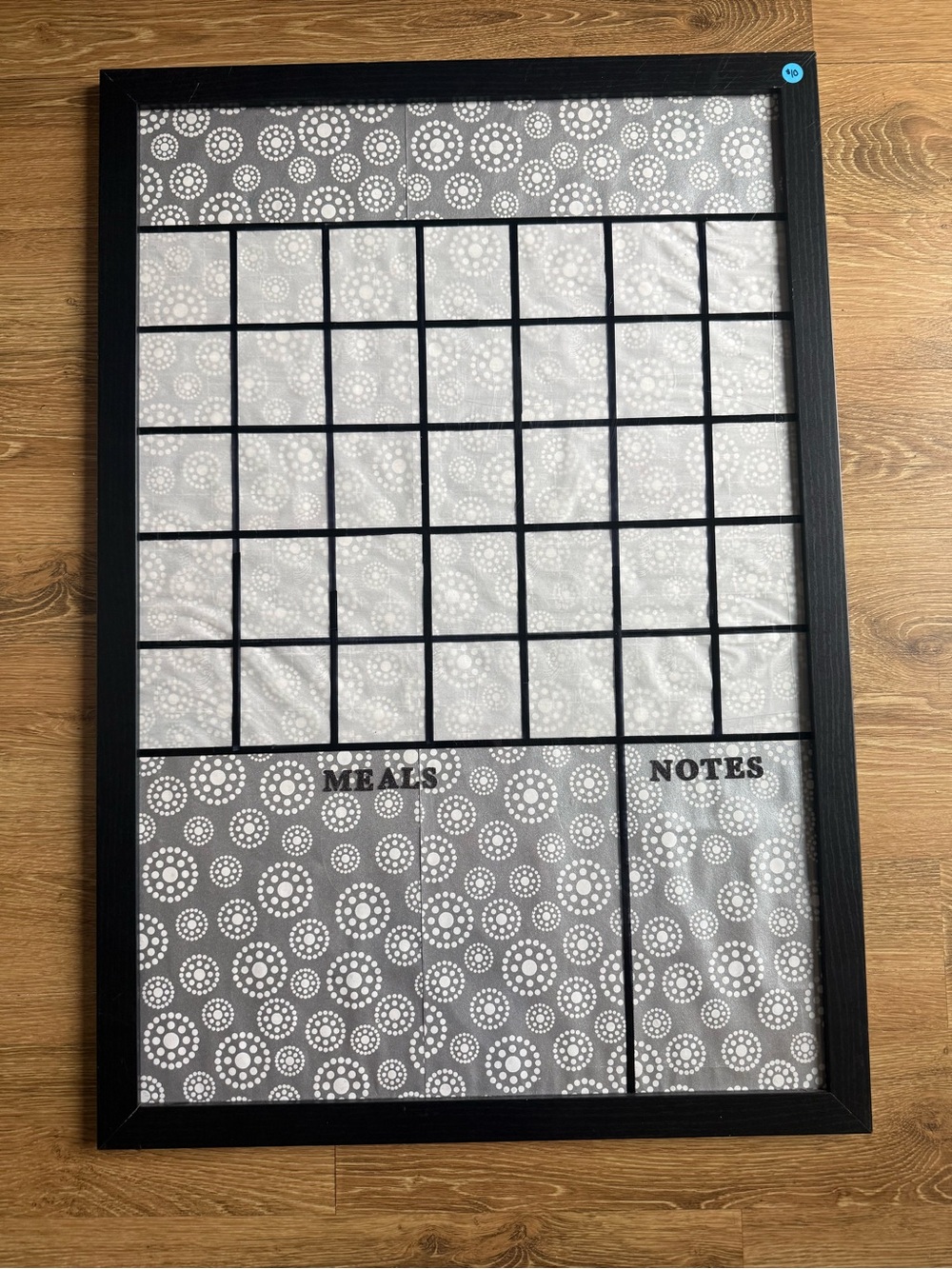 Calendar Board with Meals & Notes Section